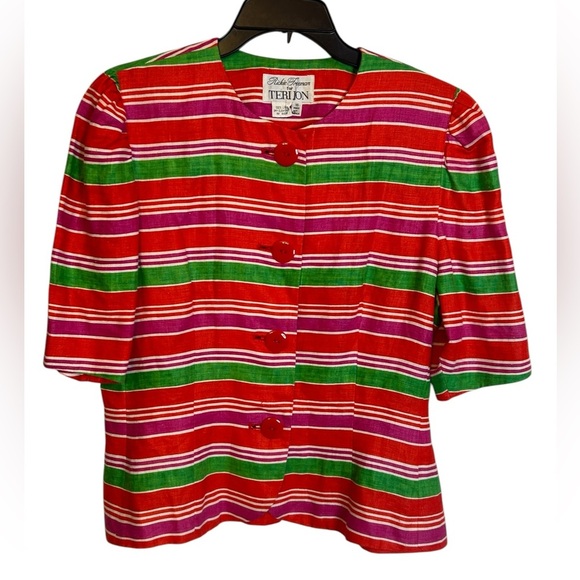 80s Rickie Freeman for Teri Jon 100% Linen Button Down Blouse size 16 vintage - Picture 5 of 12